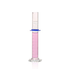Load image into Gallery viewer, Labvida Glass Measuring Cylinder, Vol.100ml, 3.3 Borosilicate with Spout and Plastic Cylinder Guard, Hexagonal Base, LVE001