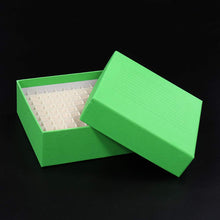 Load image into Gallery viewer, Labvida 6 Color Cardboard Freezing Storage Boxes, 81 Holes Dim.134x134x76mm for Cryotubes of 3 inches, White Blue Red Yellow Orange Green, LVK002