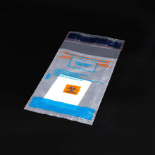 Load image into Gallery viewer, Labvida 100pcs of Specimen Bags, Dim.6x9 inches with Biohazard Logo Printing, Adhesive Tamper-Evident Closure, LDPE Material 100pcs/bag, LVN003