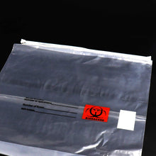 Load image into Gallery viewer, Labvida 100pcs of Specimen Bags, Personal Belonging Bags, Dim.14.2x16 inches with Biohazard Logo Printing, Reclosable Design with 2 Cotton Draws, LDPE Material 100pcs/bag, LVN004
