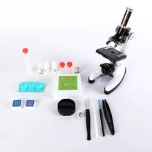 Load image into Gallery viewer, Labvida Kids Beginner 1200X Microscope STEM Kit with Metal Body Microscope, Plastic Prepared Slides and Other Laboratory Accessories, Packed in LDPE Carrying Box, LVV001