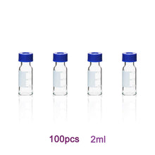 Load image into Gallery viewer, Labvida 100pcs of 2ml Glass Liquid Scintillation Vials, Clear Color, with Graduation and Blue Cap, LVQ002