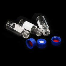 Load image into Gallery viewer, Labvida 100pcs of 2ml Glass Liquid Scintillation Vials, Clear Color, with Graduation and Blue Cap, LVQ002