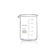 Load image into Gallery viewer, Labvida 3 Size Low Form Glass Beaker Set, 50ml 100ml 250ml, 3.3 Borosilicate with Printed Graduation, LVA017