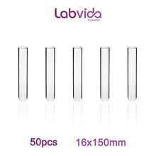 Load image into Gallery viewer, Labvida 50pcs of Borosilicate Glass Test Tubes, Vol.16ml 16x150mm with Round Bottom, LVH1001