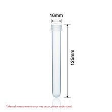 Load image into Gallery viewer, Labvida 50pcs of Plastic Test Tubes with Flex Caps, Dia.16x125mm, PP Material and Nature Color, Flex Cap Dia.16mm with PE Material, LVI001