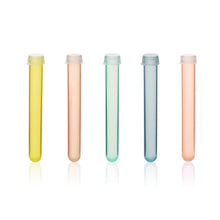 Load image into Gallery viewer, Labvida 50pcs of Plastic Test Tubes with Flex Caps, 50pcs Dia.16x125mm, PP Material and Assorted Color, Flex Cap Dia.16mm with PE Material, LVI002