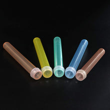 Load image into Gallery viewer, Labvida 50pcs of Plastic Test Tubes with Flex Caps, 50pcs Dia.16x125mm, PP Material and Assorted Color, Flex Cap Dia.16mm with PE Material, LVI002