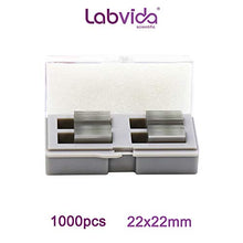Load image into Gallery viewer, Labvida 6oz. of Pre-Cleaned Microscope Cover Glass, Dim.22x22mm, Buy 5oz. Get 1oz. in Addition, Super White Glass, 1# Thickness 0.13-0.16mm, 1.2oz./Box, LVR003