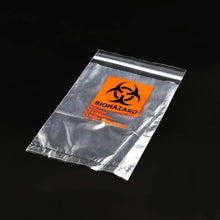 Load image into Gallery viewer, Labvida 200pcs of Specimen Bags, Dim.6x9 inches with Biohazard Logo Printing, Ziplock Closure, with Prevention for Losing Labels, LDPE Material 200pcs/bag, LVN007