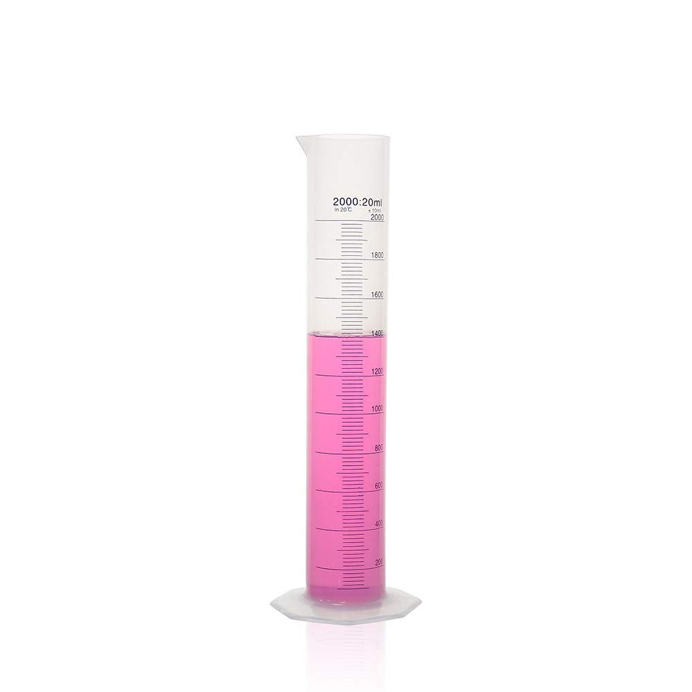 Labvida Plastic Measuring Cylinder, Vol.2000ml, PP Material with Blue Printed Graduation, LVF003
