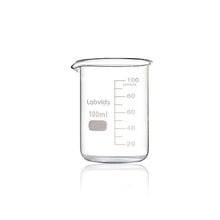 Load image into Gallery viewer, Labvida 12pcs of Griffin Low Form Glass Beakers, Vol.100ml, 3.3 Borosilicate with Printed Graduation, LVA005
