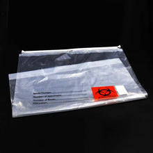 Load image into Gallery viewer, Labvida 50pcs of Specimen Bags, Personal Belonging Bags, Dim.20x26 inches with Biohazard Logo Printing, Reclosable Design with 2 Cotton Draws, LDPE Material 50pcs/Bag, LVN005
