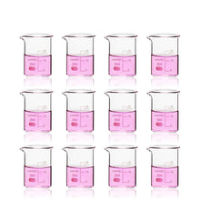 Load image into Gallery viewer, Labvida 12pcs of Glass Beakers Shot Glass, Vol.25ml, 3.3 Borosilicate Griffin Low Form with Printed Graduation, LVA001
