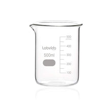 Load image into Gallery viewer, Labvida 6pcs of Low Form Glass Beakers, 3.3 Borosilicate with Printed Graduation, Vol.500ml,LVA013
