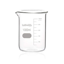 Load image into Gallery viewer, Labvida 2pcs of Griffin Low Form Glass Beakers, Vol.1000ml, 3.3 Borosilicate with Printed Graduation, LVA014
