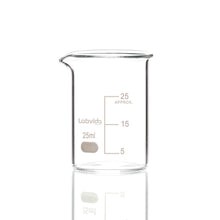 Load image into Gallery viewer, Labvida 12pcs of Glass Beakers Shot Glass, Vol.25ml, 3.3 Borosilicate Griffin Low Form with Printed Graduation, LVA001
