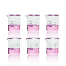 Load image into Gallery viewer, Labvida 6pcs of Glass Beakers Shot Glass, Vol.50ml, 3.3 Borosilicate Griffin Low Form with Printed Graduation, LVA002
