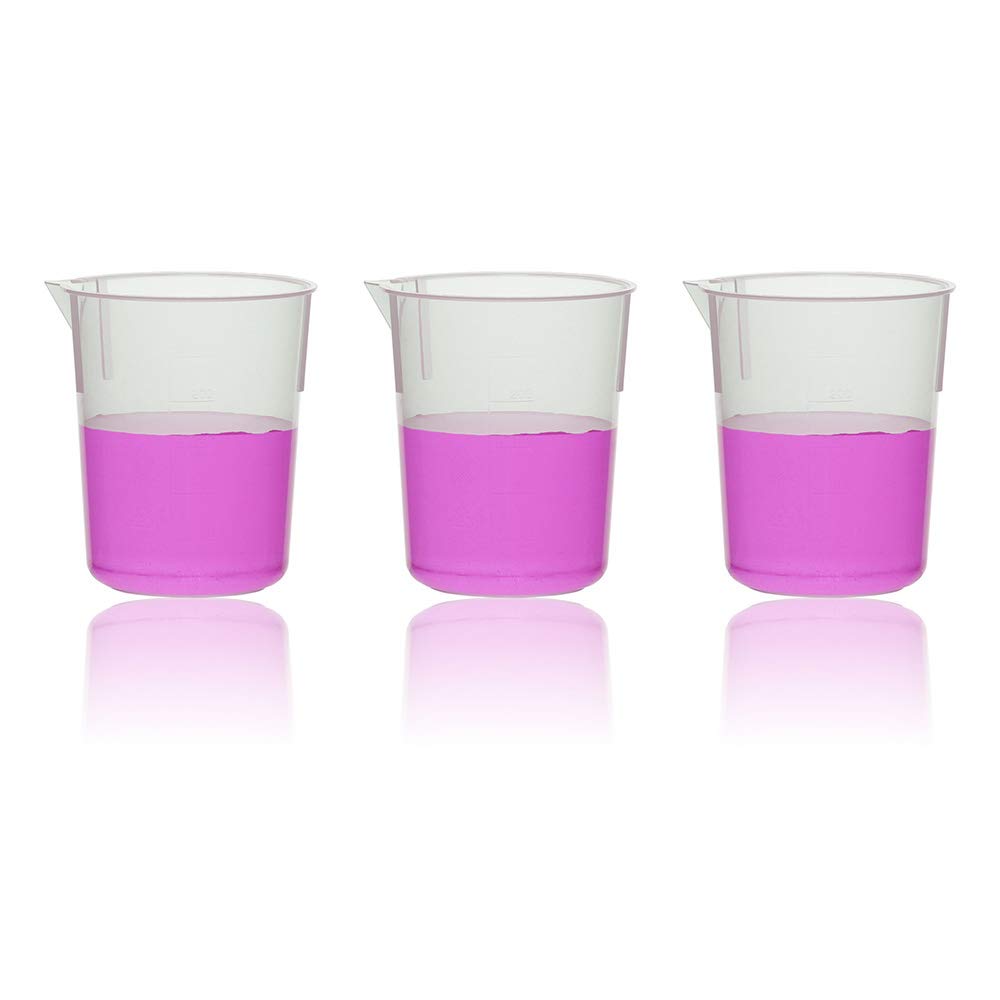 Labvida 3pcs of Stackable Plastic Beakers, Vol.250ml, PP Material, with Molded Graduation, LVB001