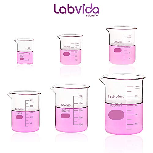 Labvida 6 Size Low Form Glass Beaker Set, LVA019