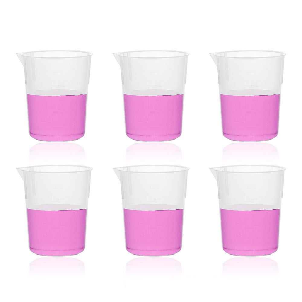 Labvida 6pcs of Stackable Plastic Beakers, Vol.250ml, PP Material, with Molded Graduation, LVB002