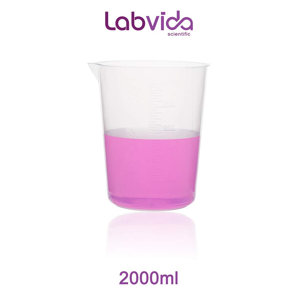 Labvida Stackable Plastic Beaker, Vol.2000ml, PP Material, with Molded Graduation, LVB006