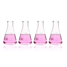 Load image into Gallery viewer, Labvida 4pcs of Narrow Mouth Glass Erlenmeyer Flasks, Vol.50ml, 3.3 Borocilicate with Printed Graduation, LVC001
