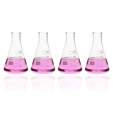 Load image into Gallery viewer, Labvida 4pcs of Narrow Mouth Glass Erlenmeyer Flasks, Vol.250ml, 3.3 Borocilicate with Printed Graduation, LVC003

