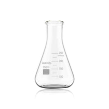 Load image into Gallery viewer, Labvida 4pcs of Narrow Mouth Glass Erlenmeyer Flasks, Vol.250ml, 3.3 Borocilicate with Printed Graduation, LVC003
