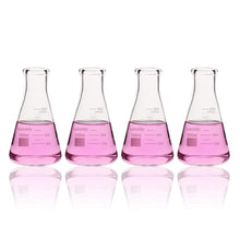 Load image into Gallery viewer, Labvida 4pcs of Narrow Mouth Glass Erlenmeyer Flasks, Vol.500ml, 3.3 Borocilicate with Printed Graduation, LVC004

