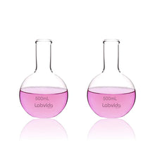 Load image into Gallery viewer, Labvida 2pcs of Glass Boiling Flasks of Flat Bottom, Vol.500ml, Borosilicate 3.3 Glass, LVD002
