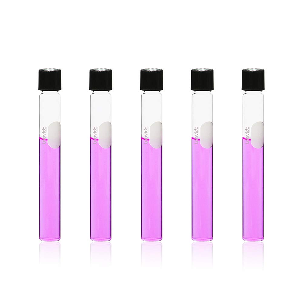 Labvida 40pcs of Glass Serological Test Tubes with Black Bakelite Screw Caps Silicon Liners, Vol.30ml 20x150mm with Marking Area, Borosilicate Glass Material, Flat Bottom, LVH005
