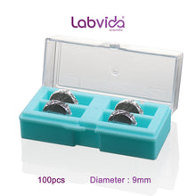 Load image into Gallery viewer, Labvida 100pcs of Pre-Cleaned Microscope Cover Glass, Sterile Circular Coverslip for Cell Culture, Super White Glass, Dia.9 mm with 2.0# Thickness 0.19-0.22mm, LVR401
