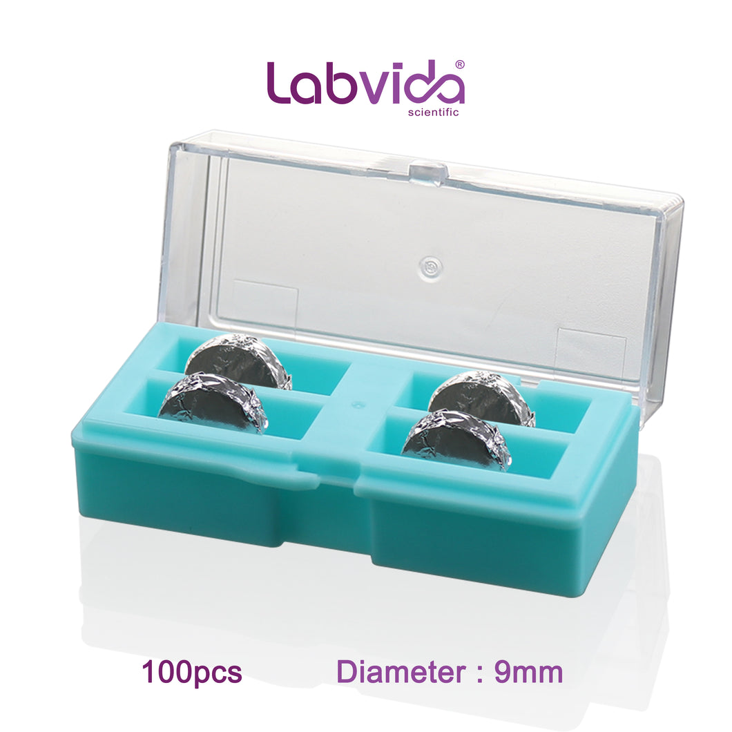 Labvida 100pcs of Pre-Cleaned Microscope Cover Glass, Sterile Circular Coverslip for Cell Culture, Super White Glass, Dia.9 mm with 2.0# Thickness 0.19-0.22mm, LVR401